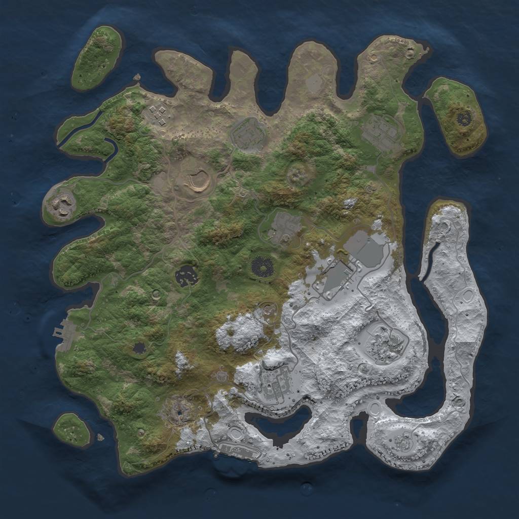 Rust Map: Procedural Map, Size: 3550, Seed: 605758, 19 Monuments