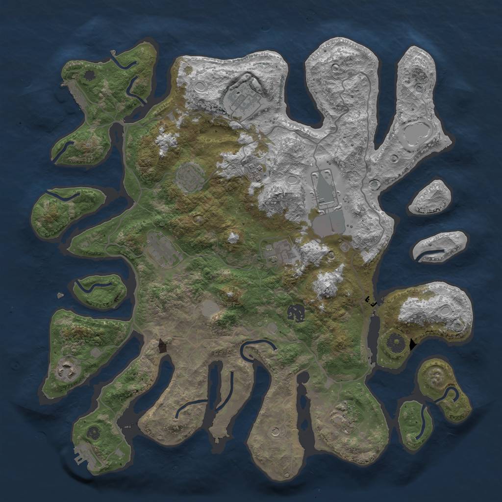 Rust Map: Procedural Map, Size: 4000, Seed: 811045, 17 Monuments