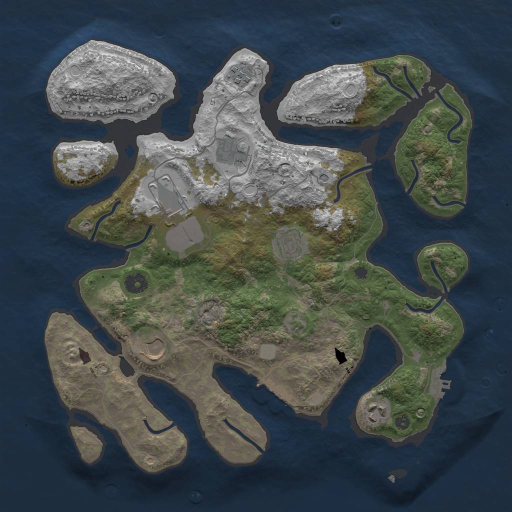 Rust Map: Procedural Map, Size: 3550, Seed: 689418, 14 Monuments