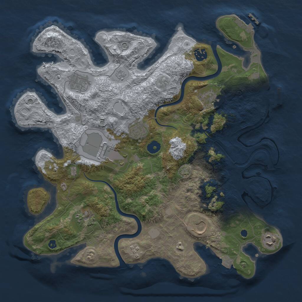 Rust Map: Procedural Map, Size: 3550, Seed: 624651, 15 Monuments