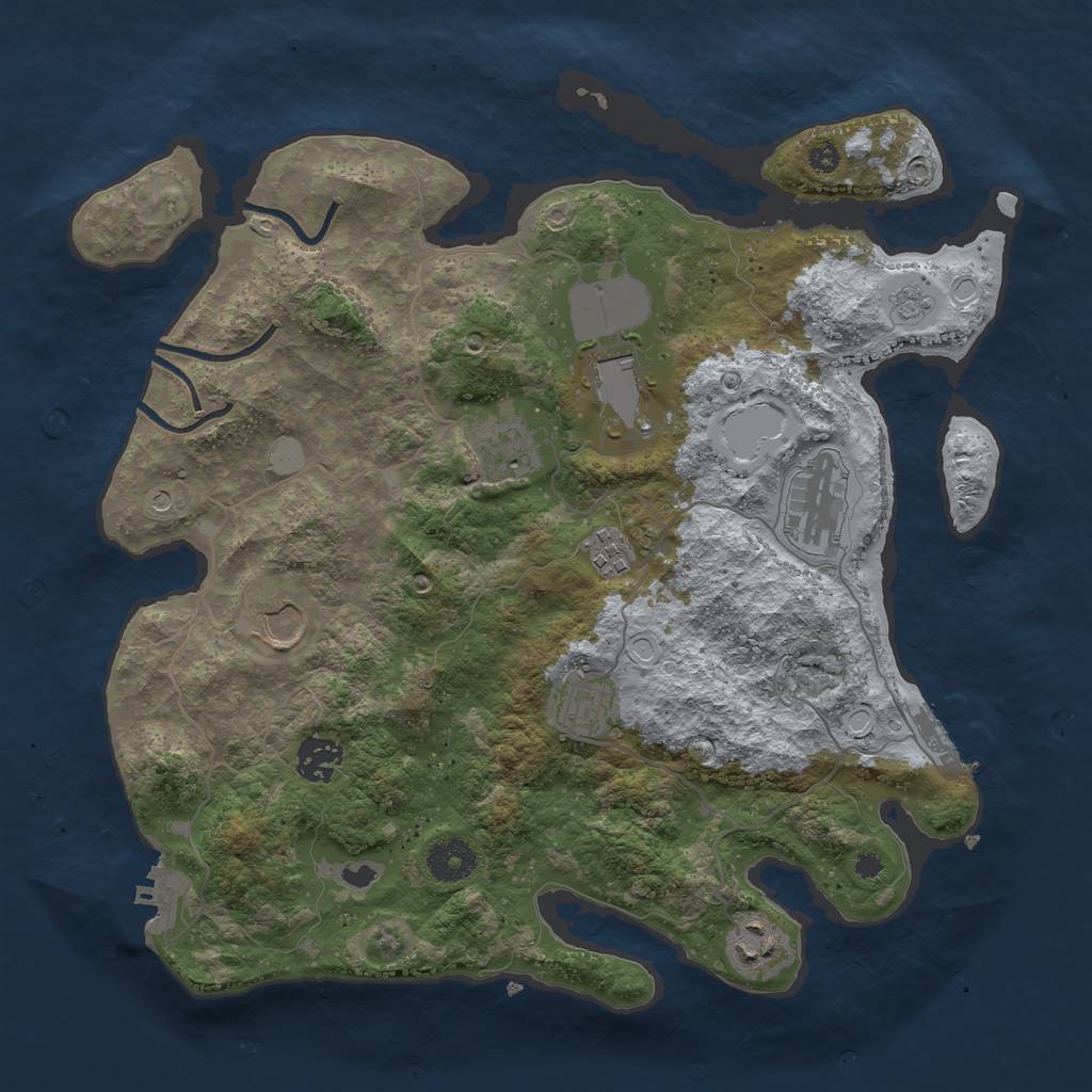 Rust Map: Procedural Map, Size: 3550, Seed: 901642, 17 Monuments