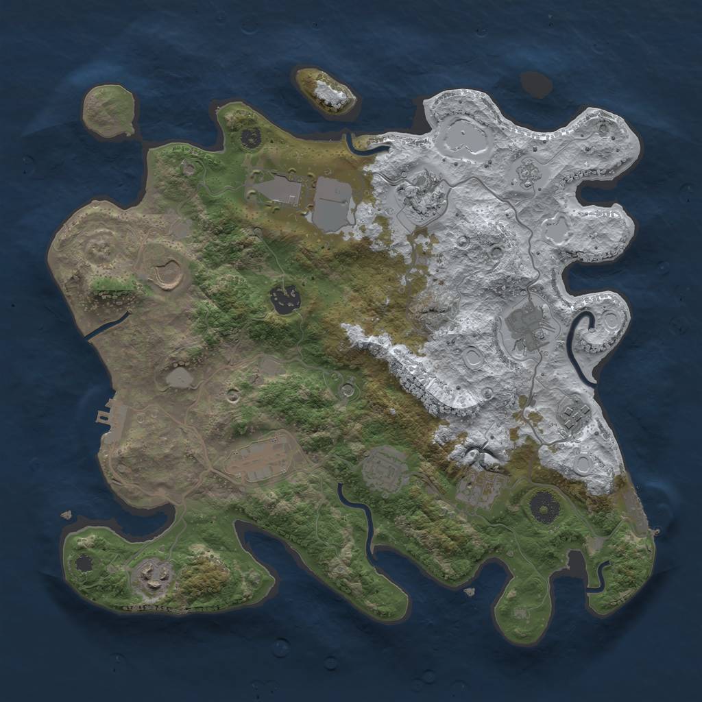 Rust Map: Procedural Map, Size: 3500, Seed: 332, 19 Monuments