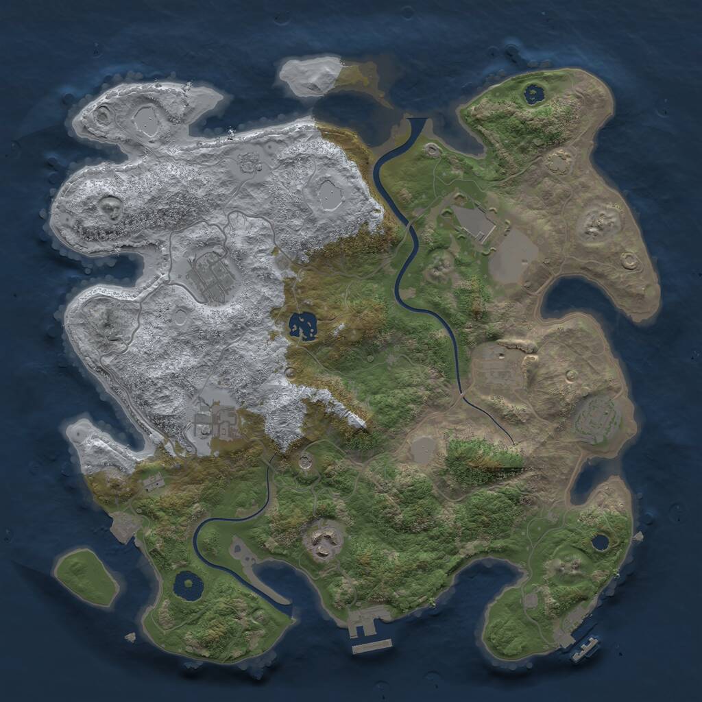 Rust Map: Procedural Map, Size: 3550, Seed: 284482, 13 Monuments