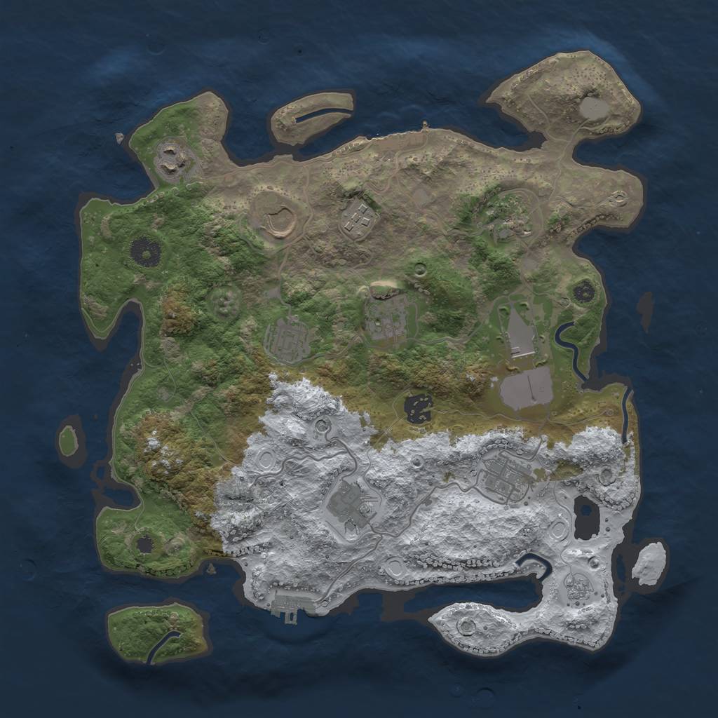 Rust Map: Procedural Map, Size: 3550, Seed: 115145, 19 Monuments