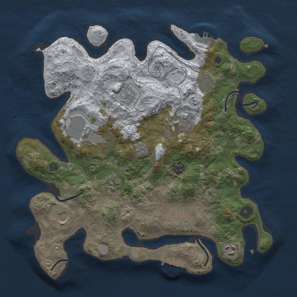 Rust Map: Procedural Map, Size: 3550, Seed: 821867, 19 Monuments