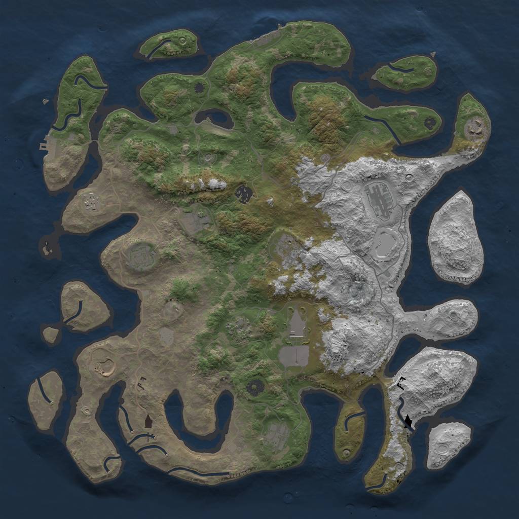 Rust Map: Procedural Map, Size: 4500, Seed: 49976835, 19 Monuments