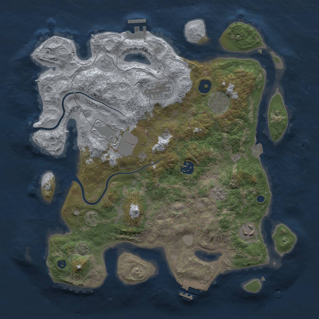 Rust Map: Procedural Map, Size: 3550, Seed: 44894, 12 Monuments