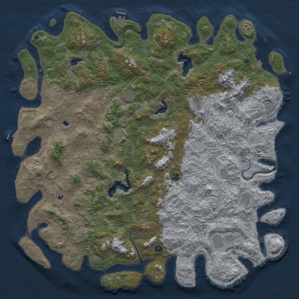 Rust Map: Procedural Map, Size: 6000, Seed: 1970133461, 17 Monuments