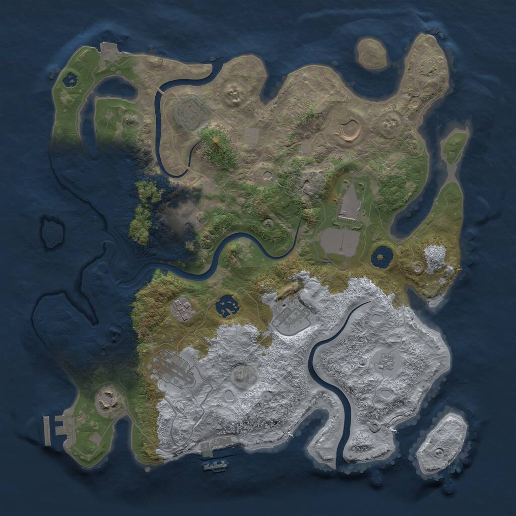 Rust Map: Procedural Map, Size: 3550, Seed: 372065, 15 Monuments