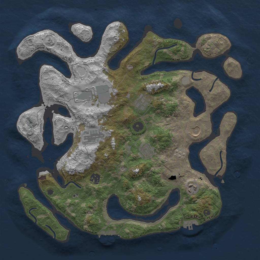 Rust Map: Procedural Map, Size: 3800, Seed: 16699, 16 Monuments