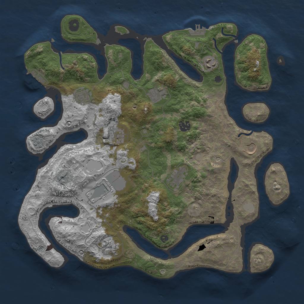 Rust Map: Procedural Map, Size: 3950, Seed: 817340523, 18 Monuments