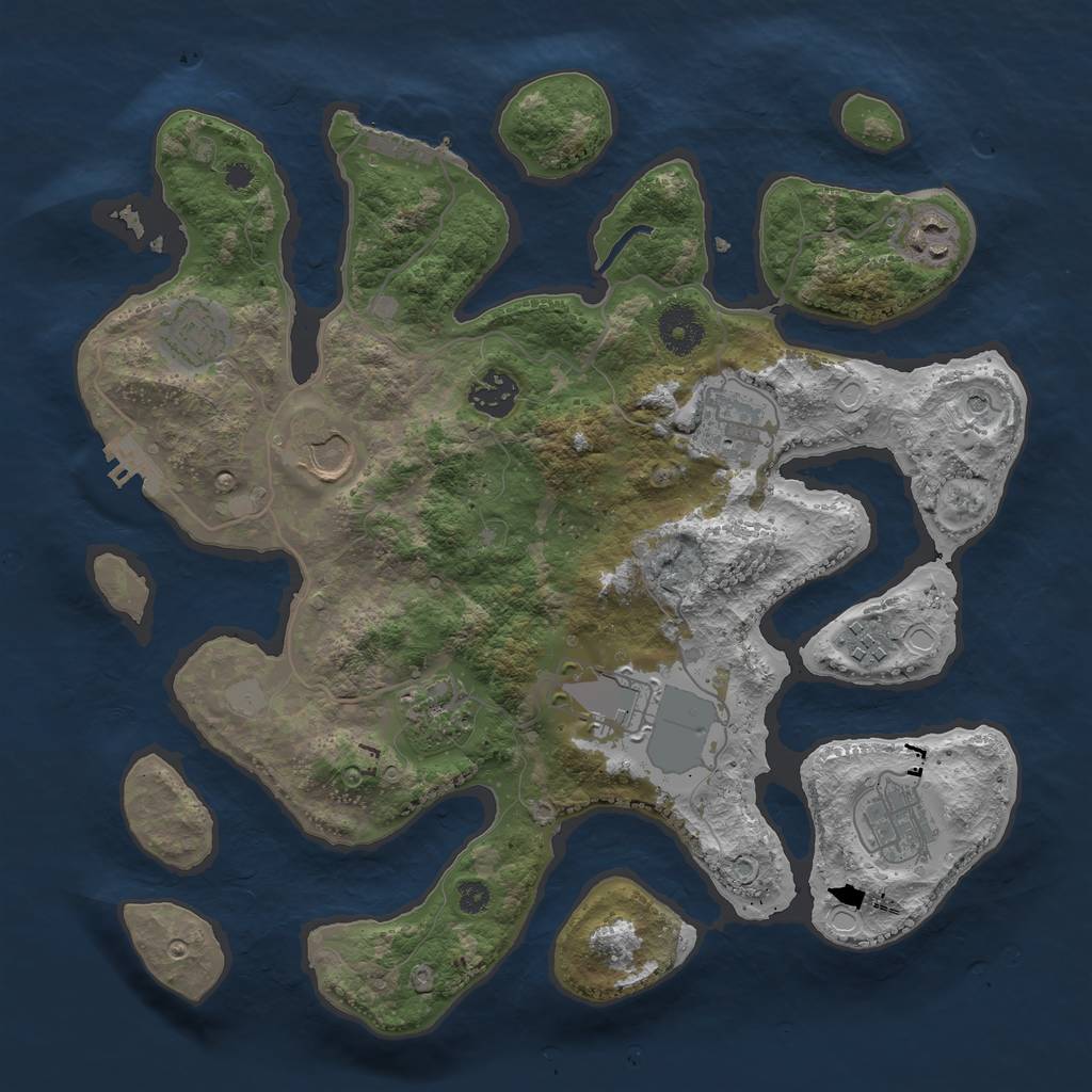 Rust Map: Procedural Map, Size: 3500, Seed: 262, 17 Monuments