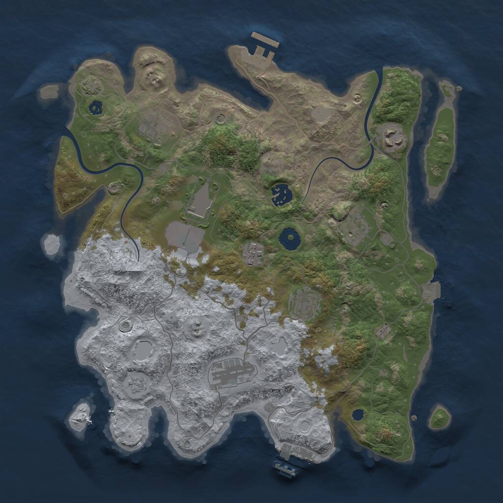 Rust Map: Procedural Map, Size: 3500, Seed: 91306409, 14 Monuments