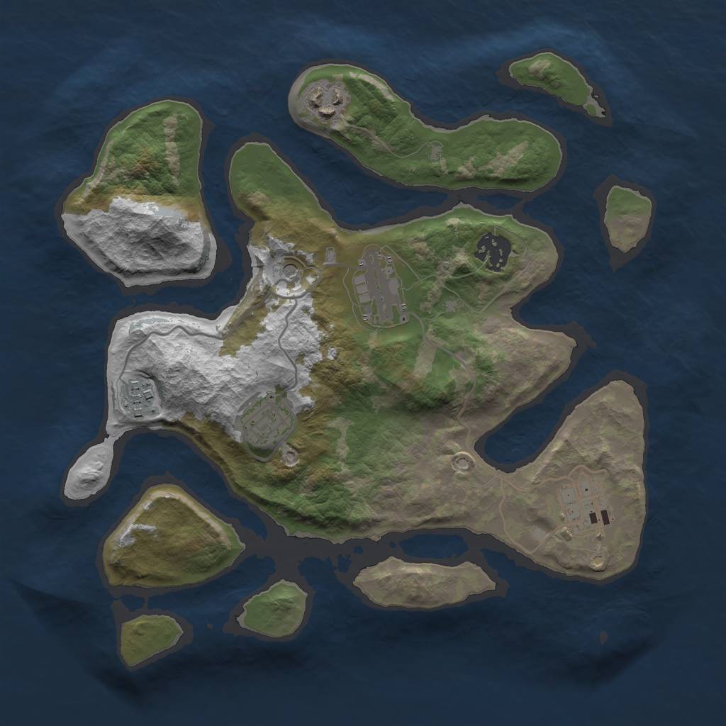 Rust Map: Barren, Size: 3000, Seed: 1531407467, 9 Monuments