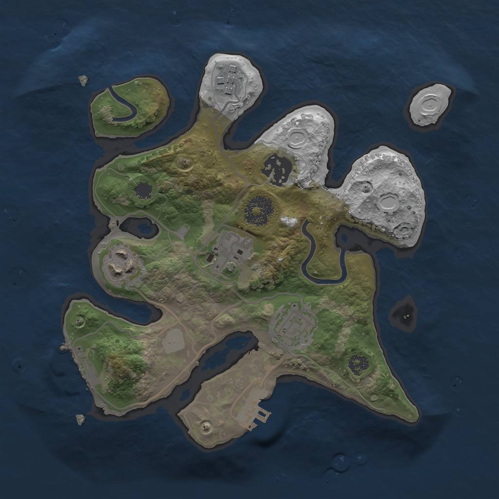 Rust Map: Procedural Map, Size: 2500, Seed: 1226467020, 12 Monuments