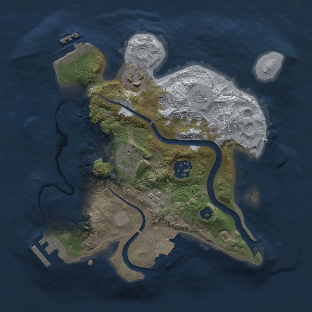 Rust Map: Procedural Map, Size: 2500, Seed: 1226467020, 9 Monuments