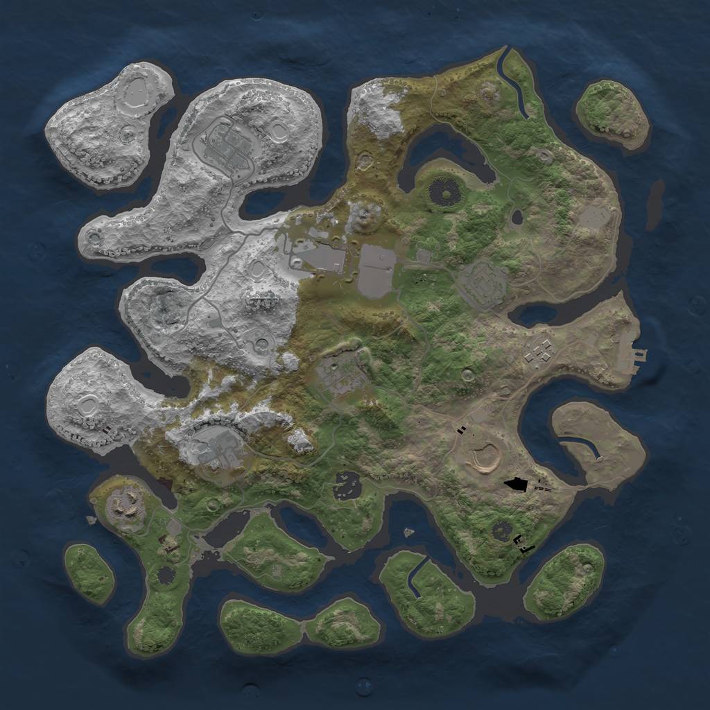 Rust Map: Procedural Map, Size: 3550, Seed: 704073, 16 Monuments