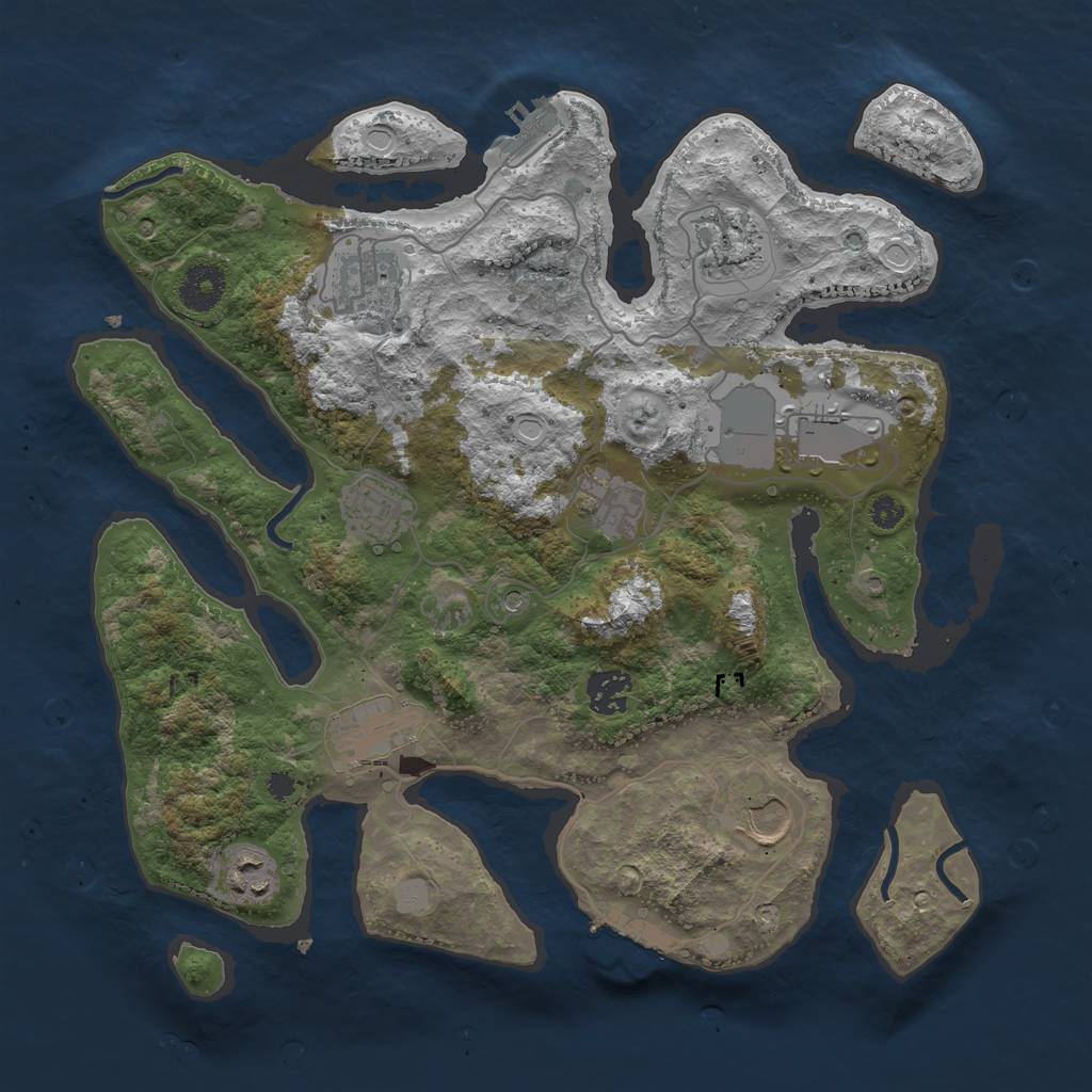 Rust Map: Procedural Map, Size: 3500, Seed: 1805221283, 17 Monuments