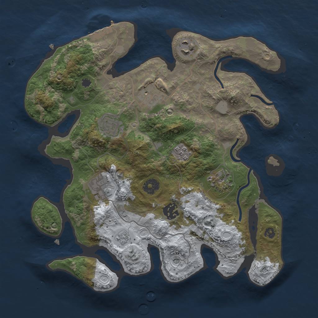 Rust Map: Procedural Map, Size: 3000, Seed: 240661, 15 Monuments