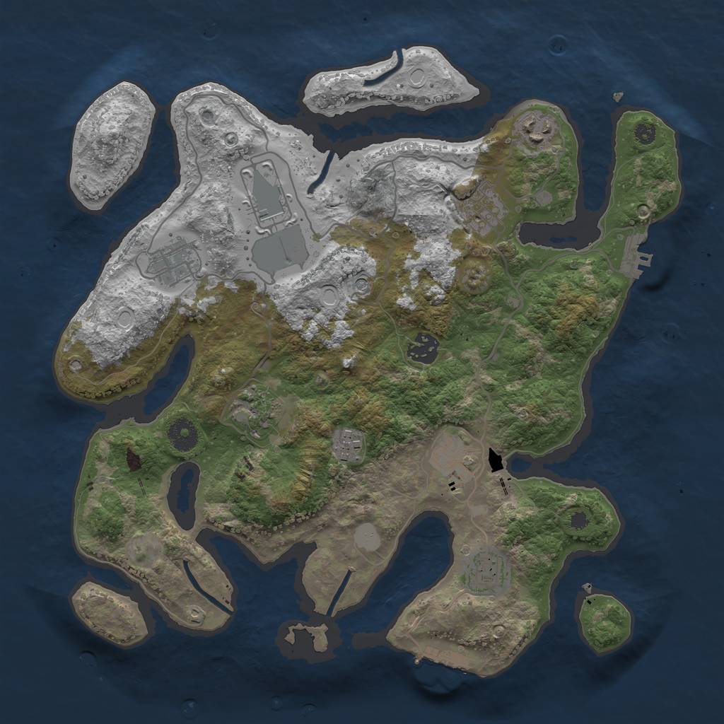 Rust Map: Procedural Map, Size: 3500, Seed: 243820, 17 Monuments