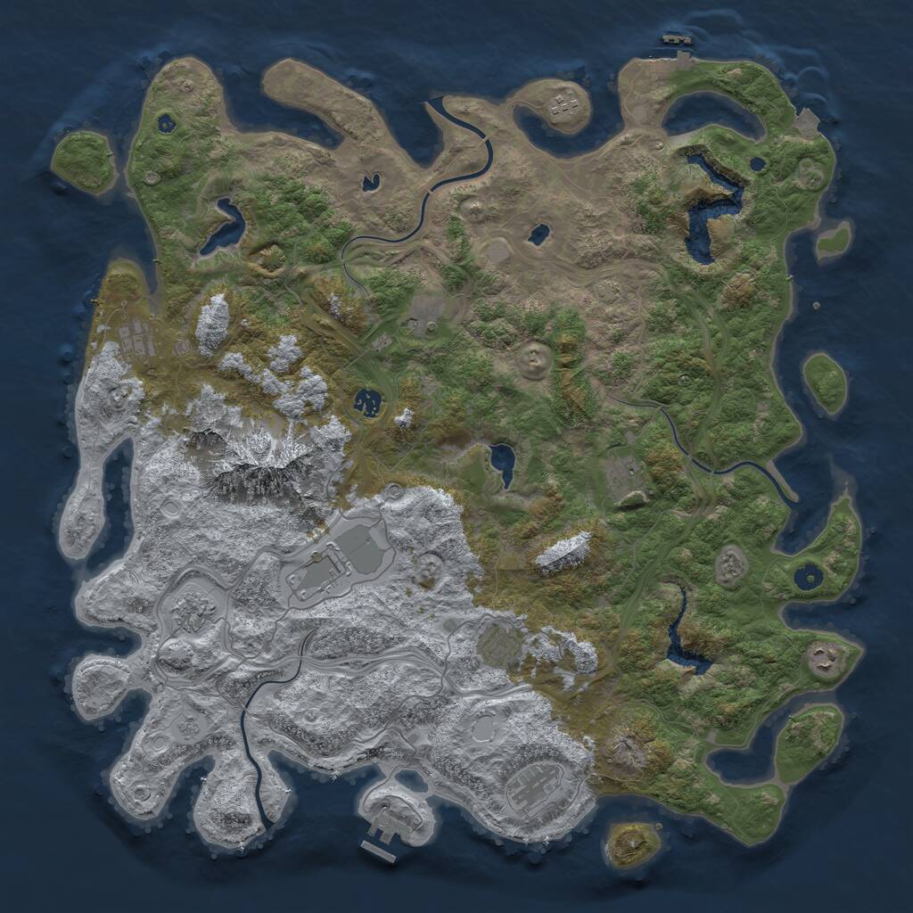 Rust Map: Procedural Map, Size: 5000, Seed: 112233, 16 Monuments