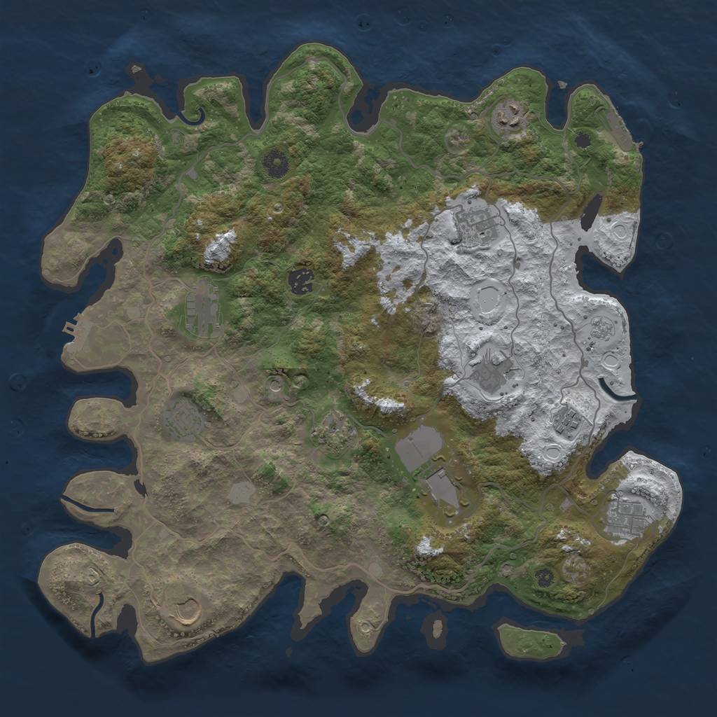 Rust Map: Procedural Map, Size: 4000, Seed: 993048, 20 Monuments