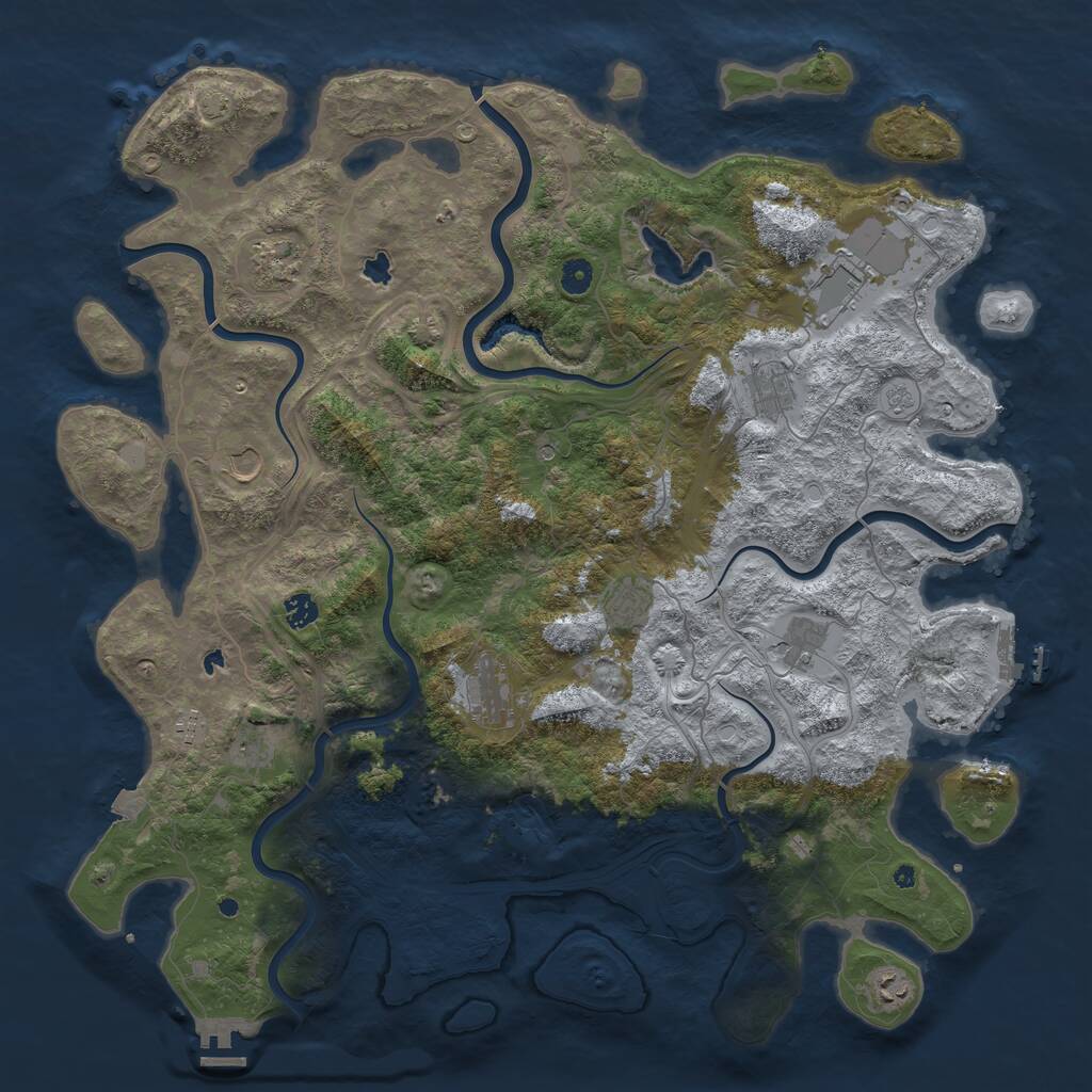 Rust Map: Procedural Map, Size: 4800, Seed: 1975, 17 Monuments