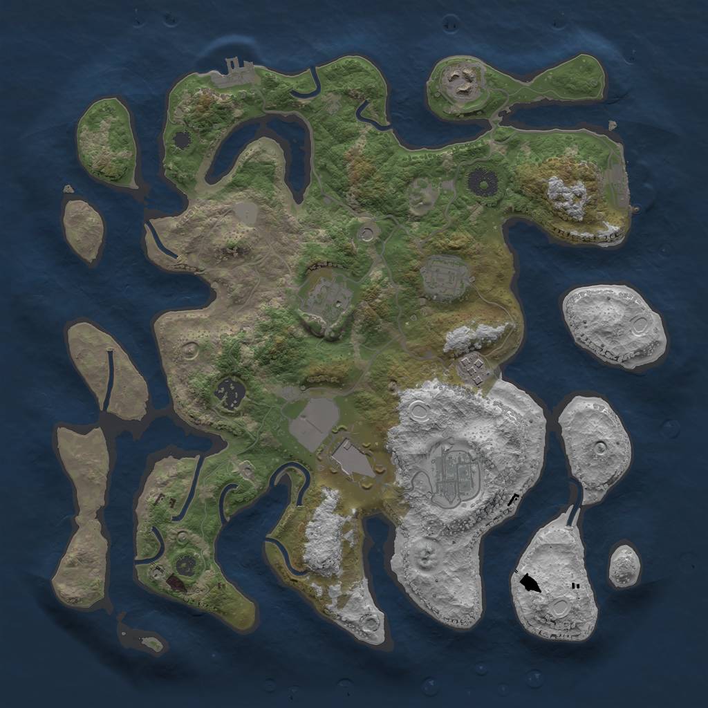 Rust Map: Procedural Map, Size: 3550, Seed: 201573, 15 Monuments
