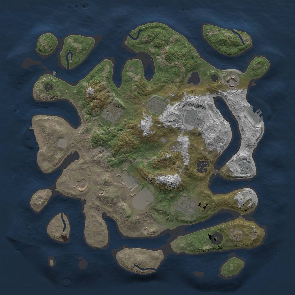 Rust Map: Procedural Map, Size: 3550, Seed: 393327, 17 Monuments