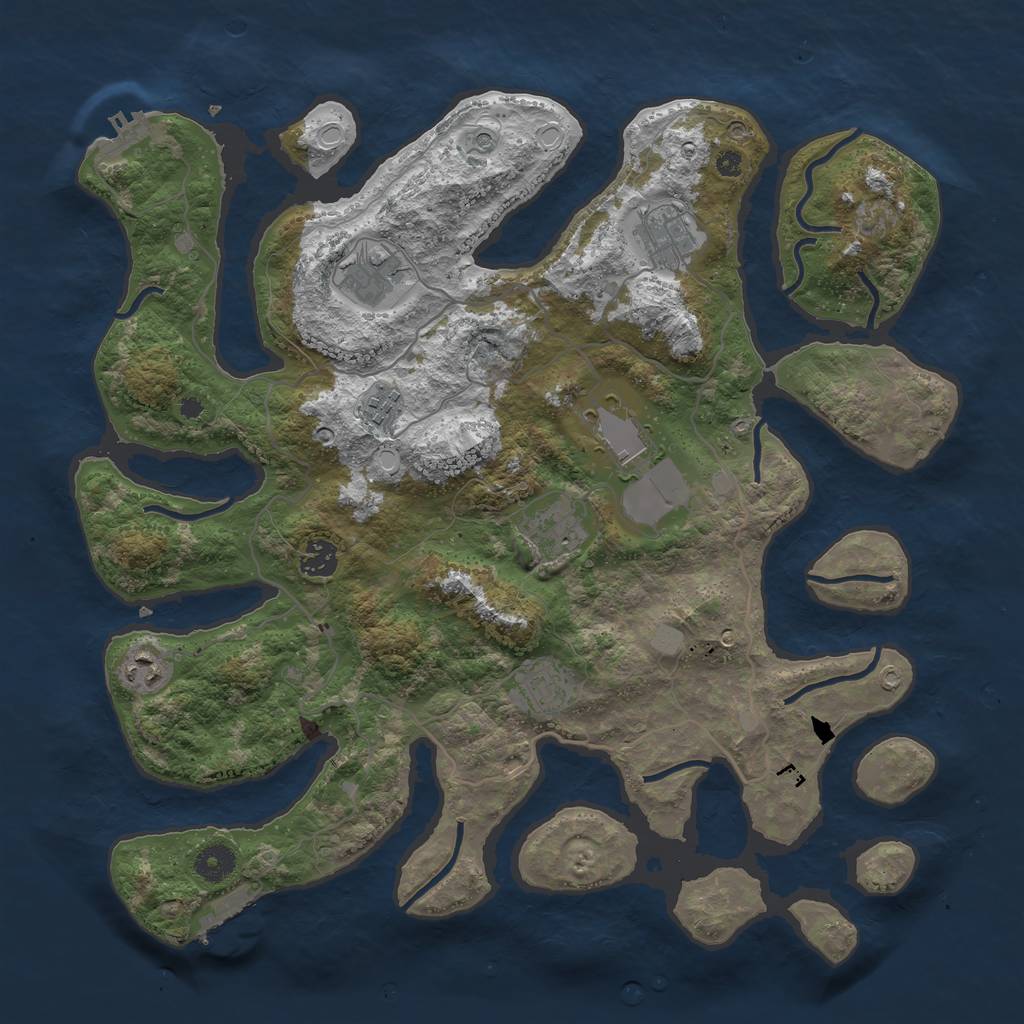 Rust Map: Procedural Map, Size: 4000, Seed: 4067, 16 Monuments