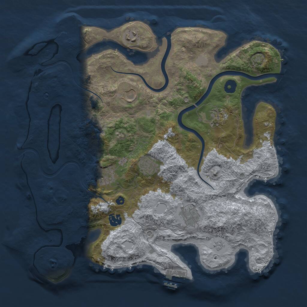 Rust Map: Procedural Map, Size: 3550, Seed: 301857, 13 Monuments