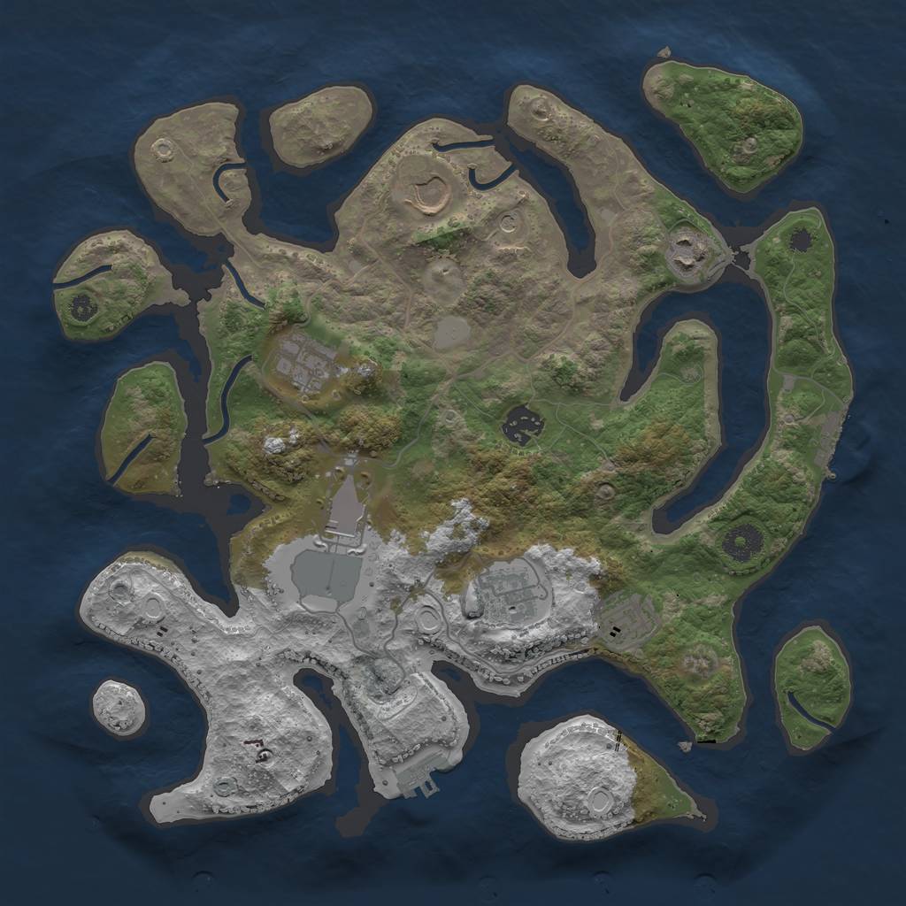 Rust Map: Procedural Map, Size: 3550, Seed: 757907, 15 Monuments