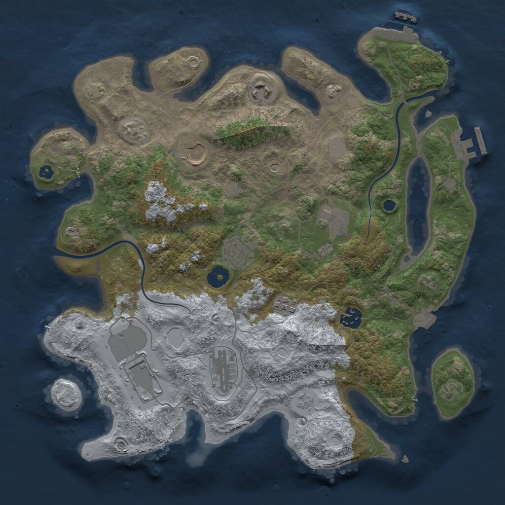 Rust Map: Procedural Map, Size: 3550, Seed: 757907, 14 Monuments