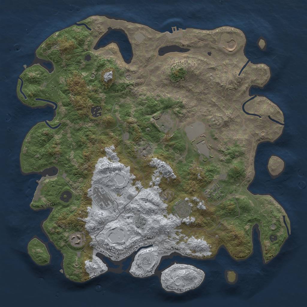 Rust Map: Procedural Map, Size: 4000, Seed: 121315, 18 Monuments