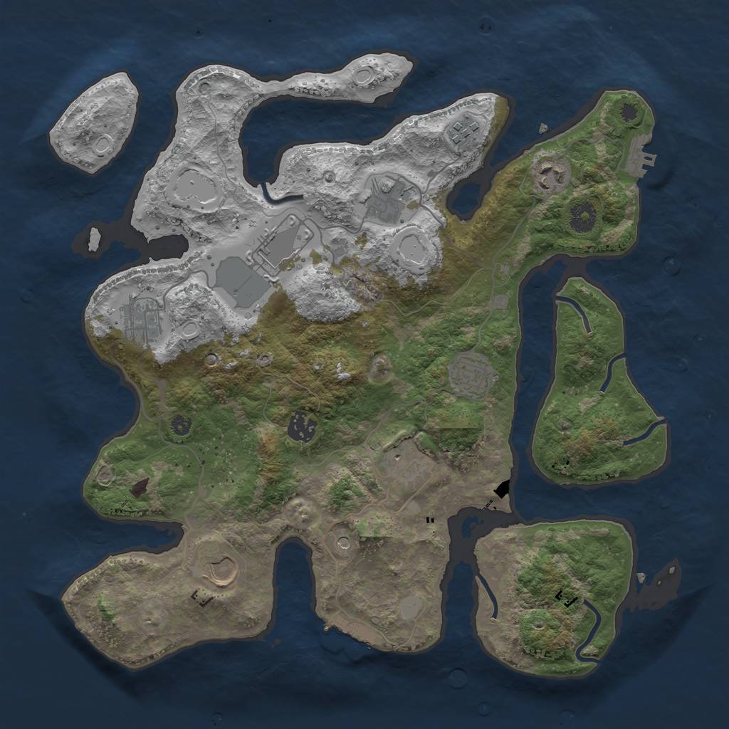 Rust Map: Procedural Map, Size: 3700, Seed: 936273, 17 Monuments