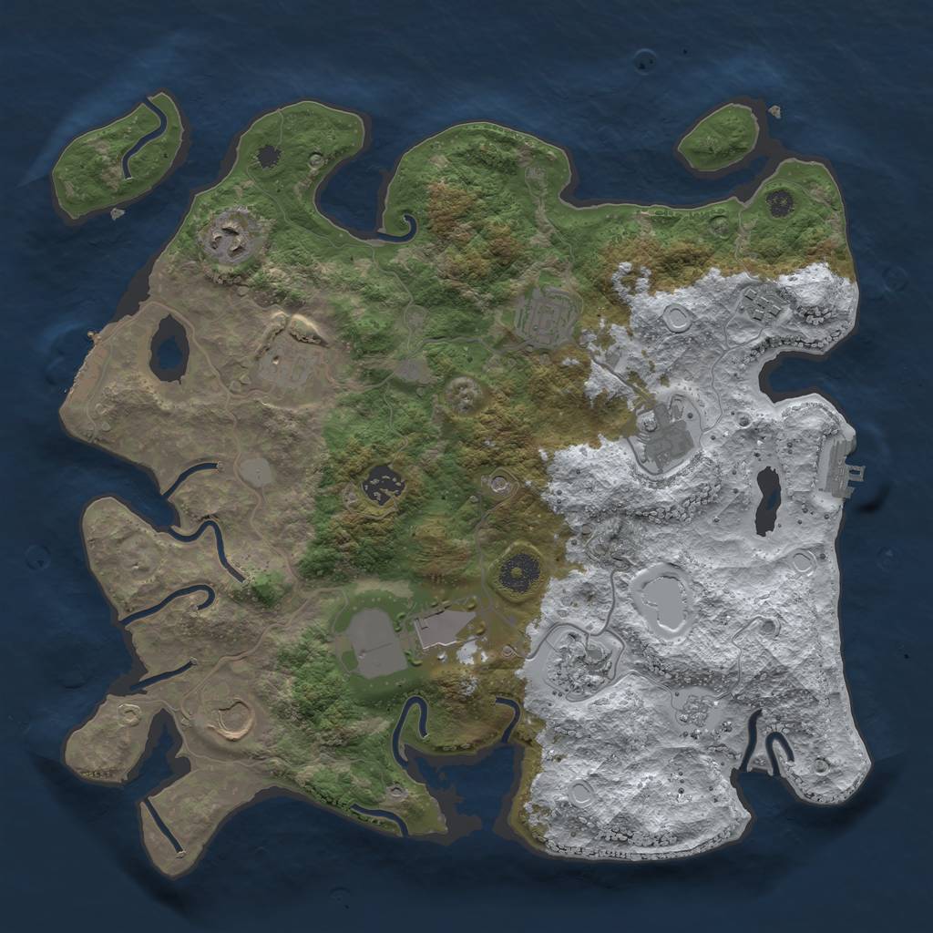 Rust Map: Procedural Map, Size: 3600, Seed: 14, 18 Monuments