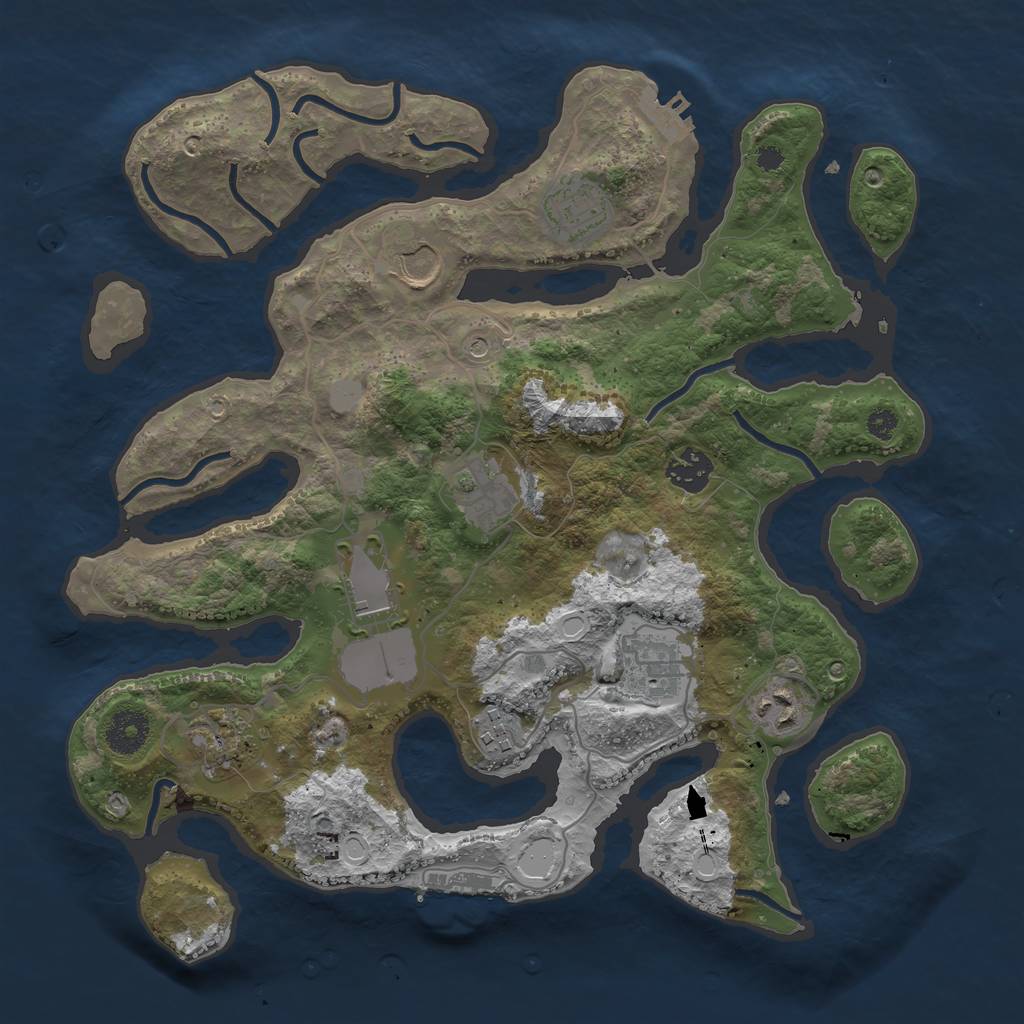 Rust Map: Procedural Map, Size: 3500, Seed: 473229012, 17 Monuments