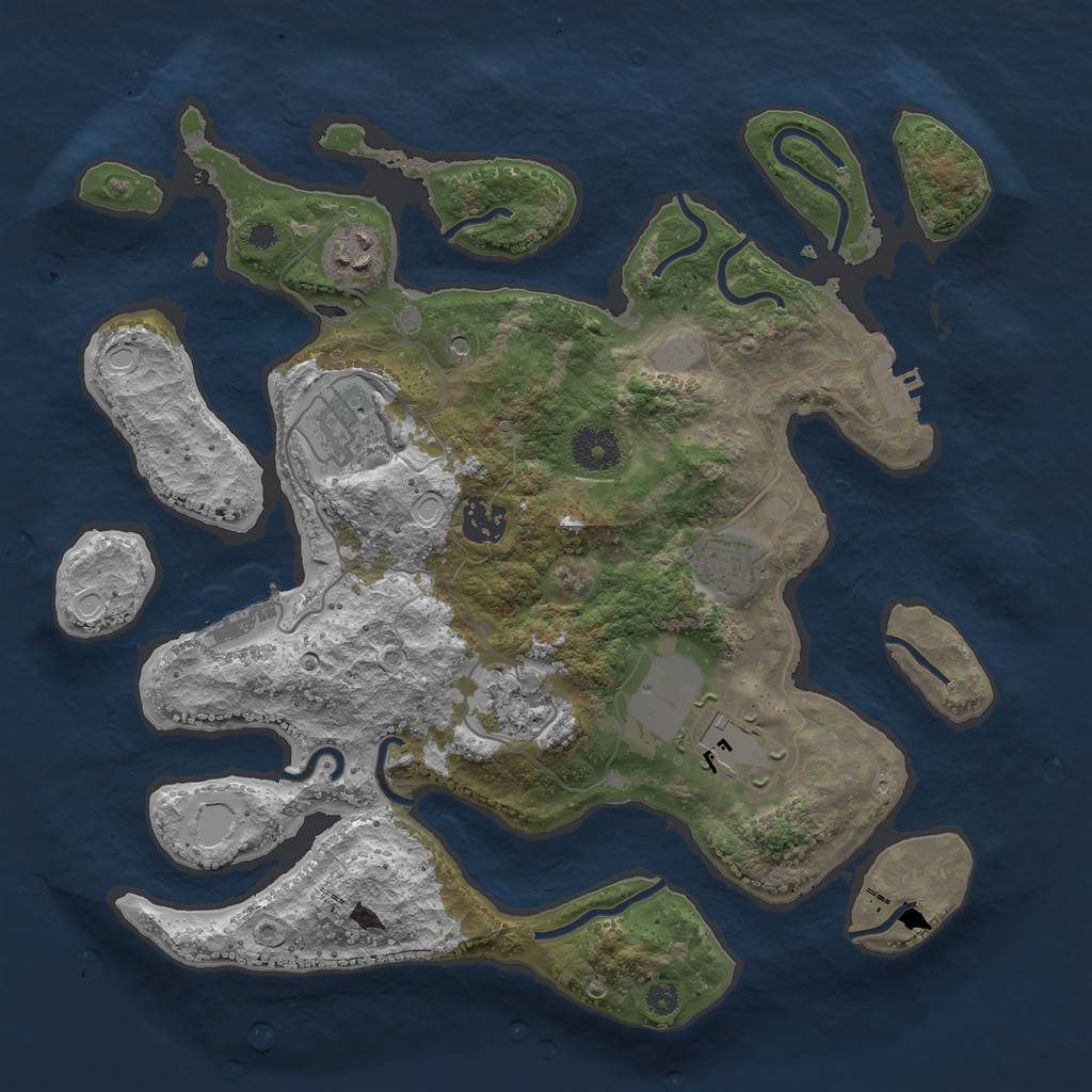 Rust Map: Procedural Map, Size: 3500, Seed: 454327628, 14 Monuments