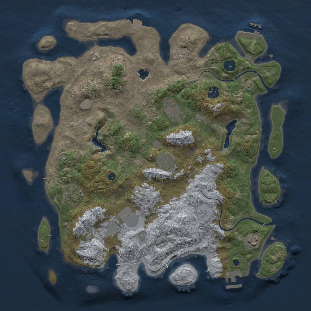 Rust Map: Procedural Map, Size: 4000, Seed: 5067, 13 Monuments