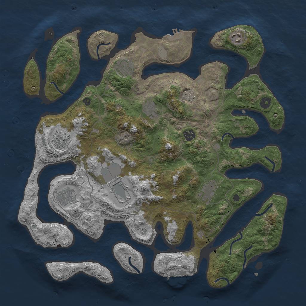 Rust Map: Procedural Map, Size: 4000, Seed: 85466, 17 Monuments