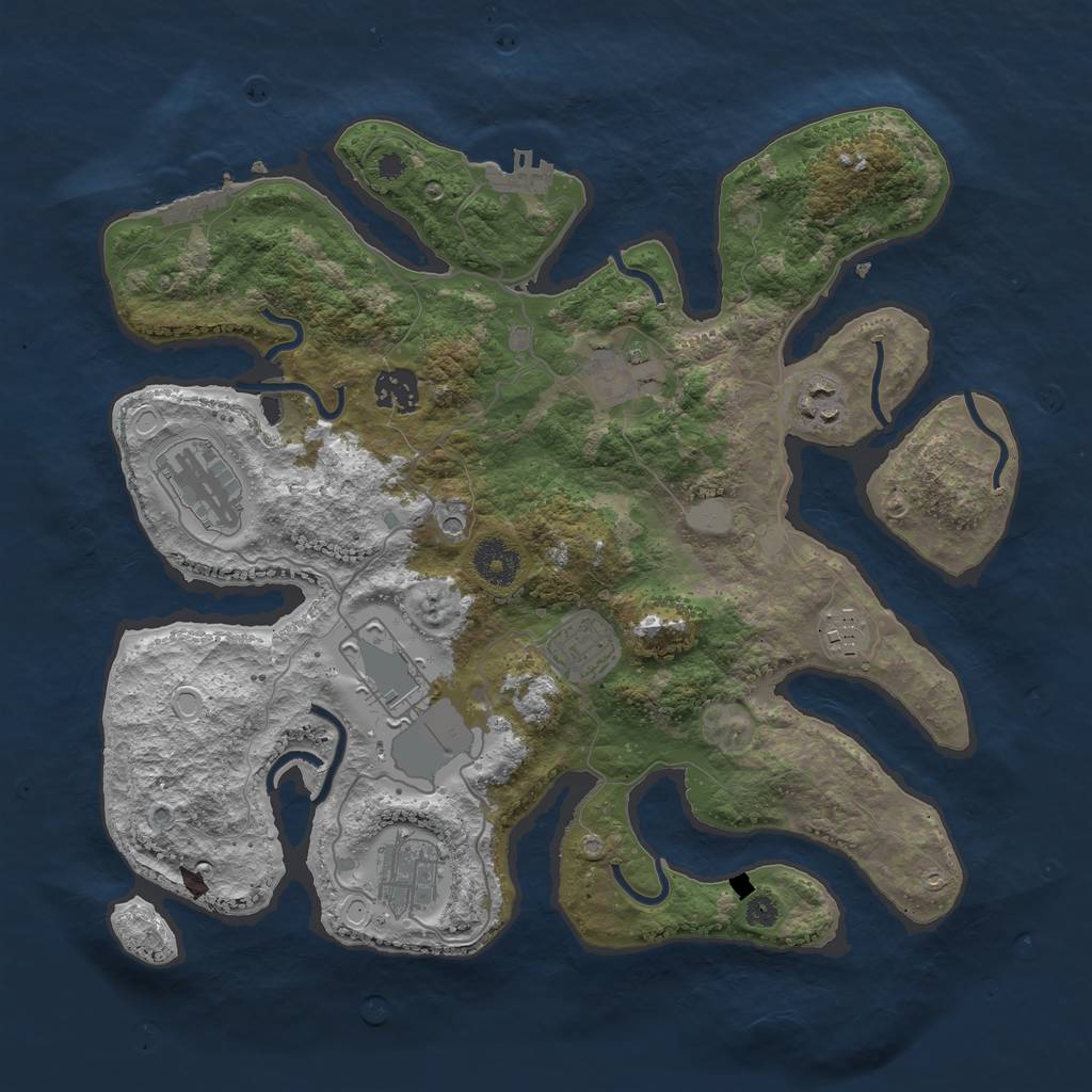 Rust Map: Procedural Map, Size: 3550, Seed: 448472, 16 Monuments