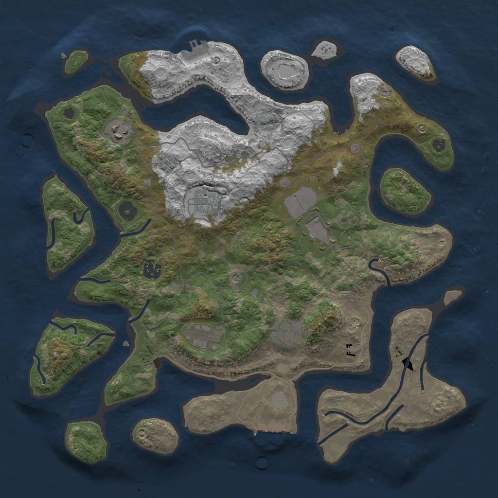 Rust Map: Procedural Map, Size: 4000, Seed: 352421, 15 Monuments