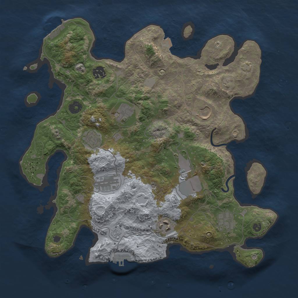 Rust Map: Procedural Map, Size: 3500, Seed: 521, 16 Monuments