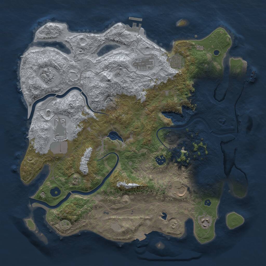 Rust Map: Procedural Map, Size: 4000, Seed: 154169, 14 Monuments