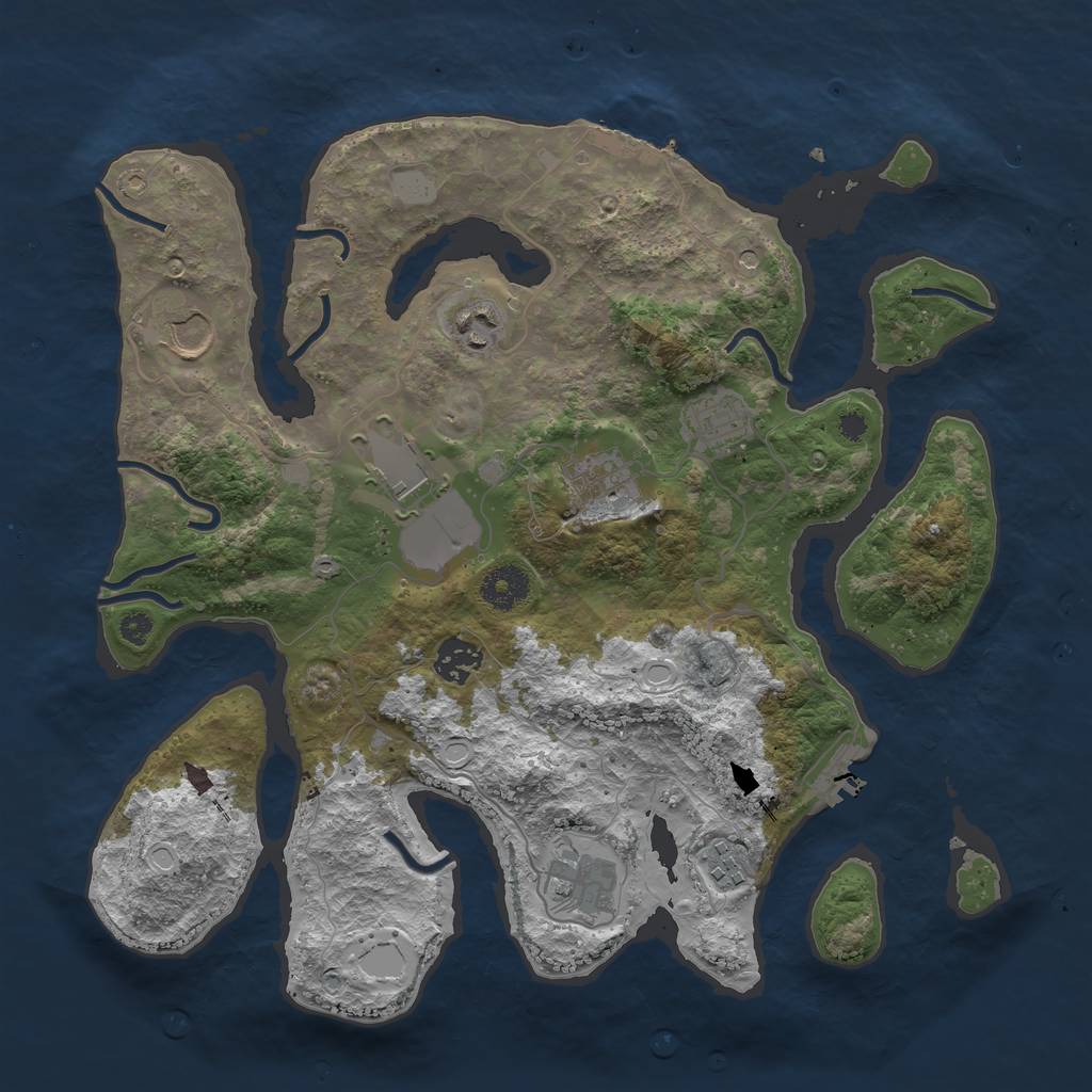 Rust Map: Procedural Map, Size: 3550, Seed: 642232, 16 Monuments