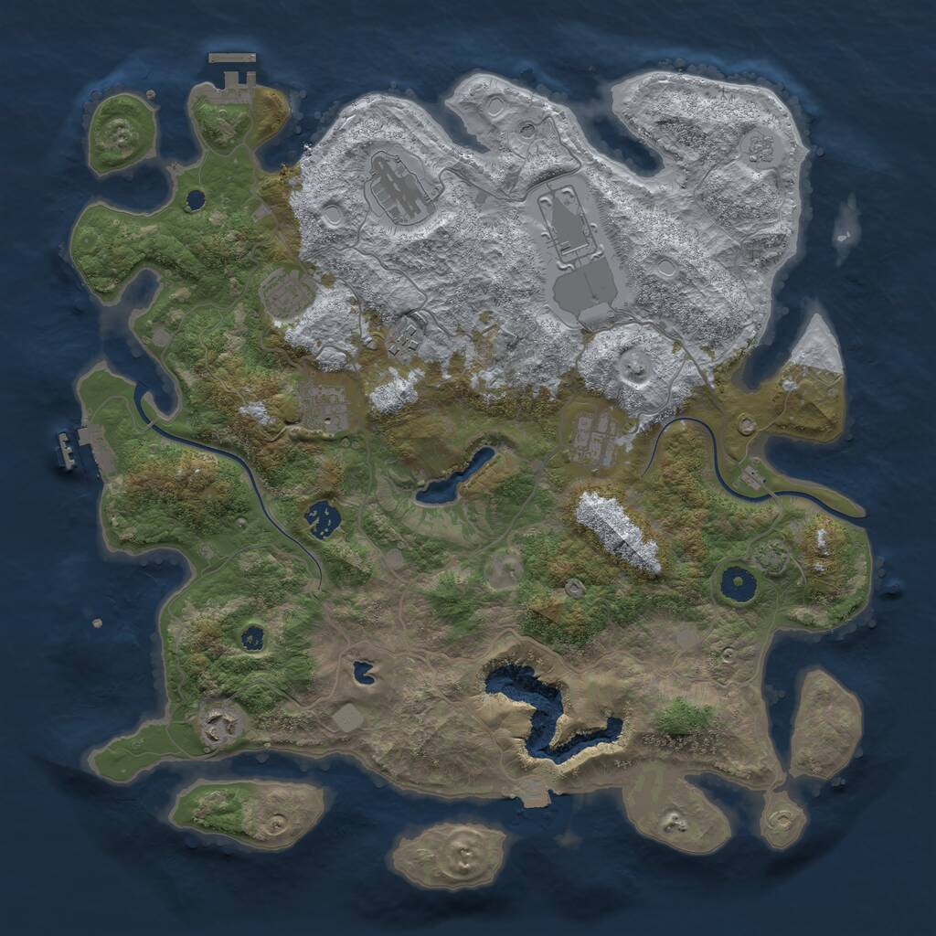 Rust Map: Procedural Map, Size: 4000, Seed: 1689747517, 14 Monuments