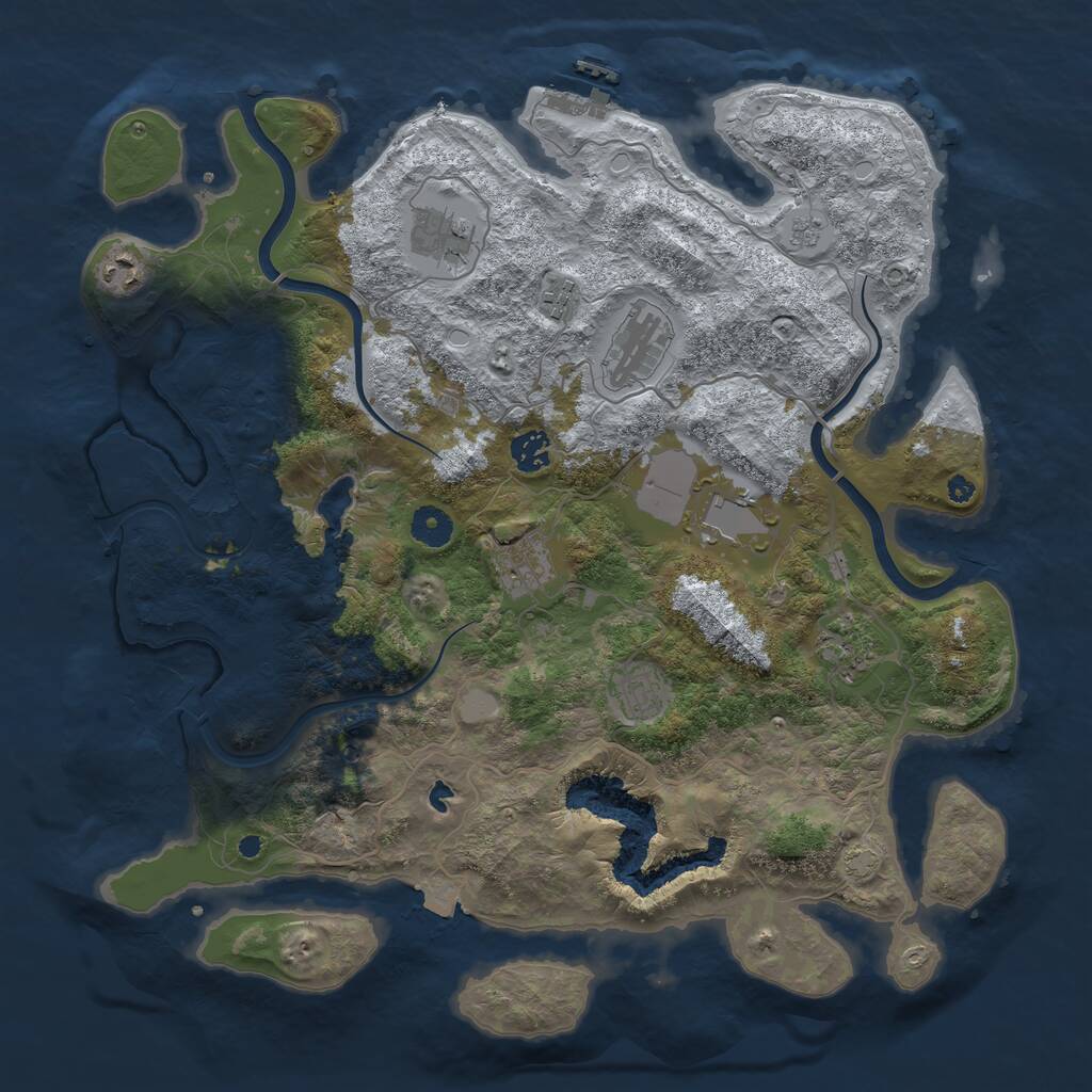 Rust Map: Procedural Map, Size: 4000, Seed: 1689747517, 14 Monuments