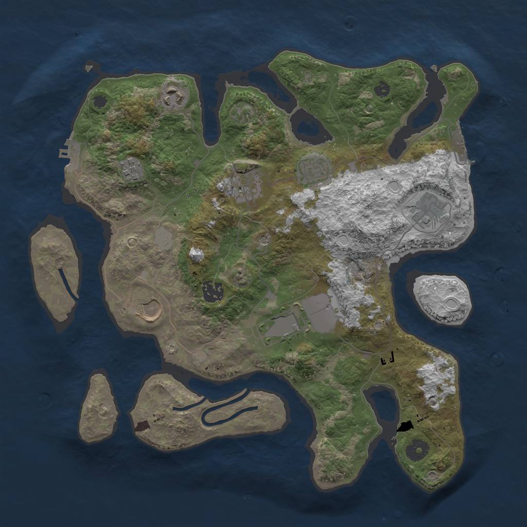 Rust Map: Procedural Map, Size: 3550, Seed: 538852, 16 Monuments