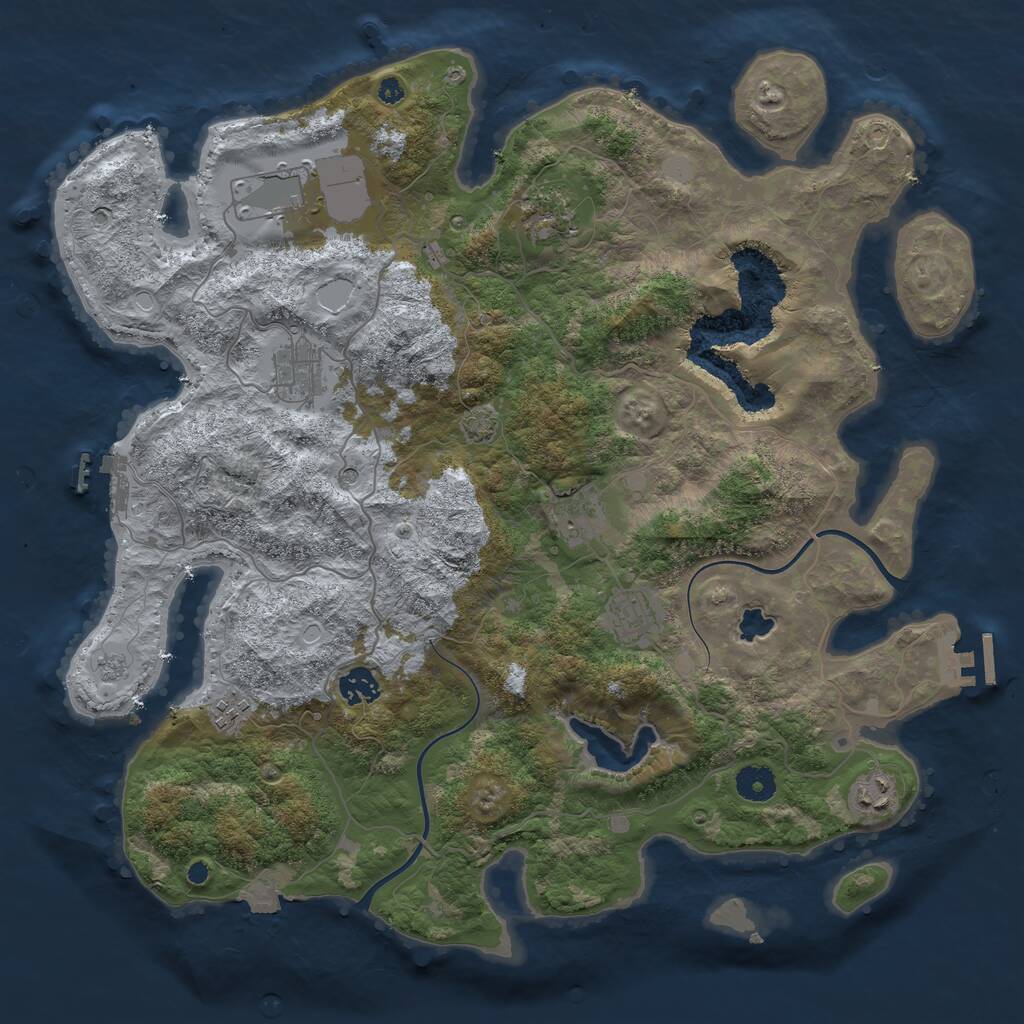 Rust Map: Procedural Map, Size: 4000, Seed: 321124, 14 Monuments