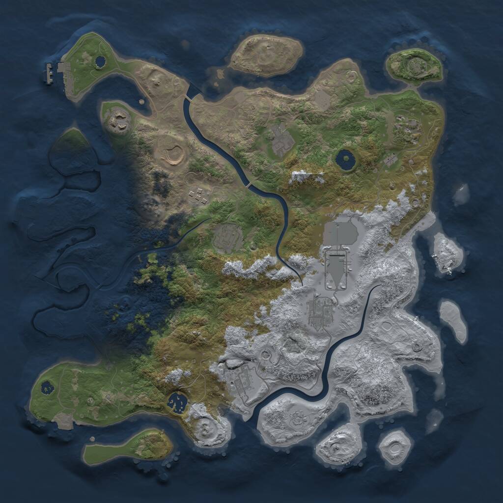 Rust Map: Procedural Map, Size: 3850, Seed: 809702400, 16 Monuments